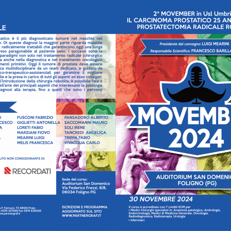 Foligno, 30 Novembre 2024 – 2° Movember in Usl Umbria 2: Carcinoma Prostatico 25 Anni Dopo la Prostatectomia Robotica